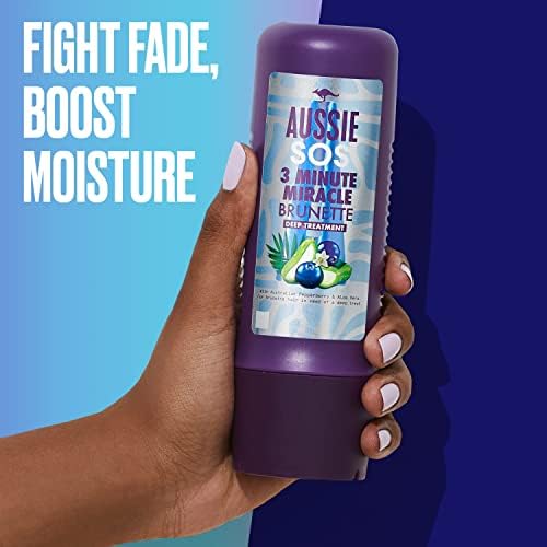 Aussie SOS 3 Minute Miracle Brunette Hair Deep Treatment for Brunette Hair In Need of Nourishment, With Australian Pepperberry & Aloe Vera, 225ml
