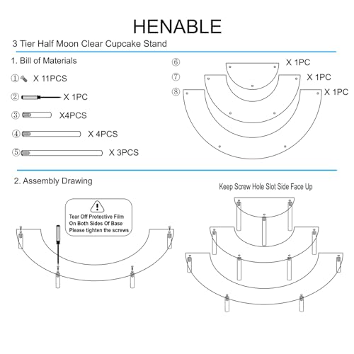 HENABLE 2PACKS Acrylic Display Risers, 3 Tier Clear Cupcake Stand Risers, Perfume Stand Organizer, Half Moon Dessert Stand, Shelf Risers for Display Stands for Food, Amiibo Funko POP Figure - Image 7