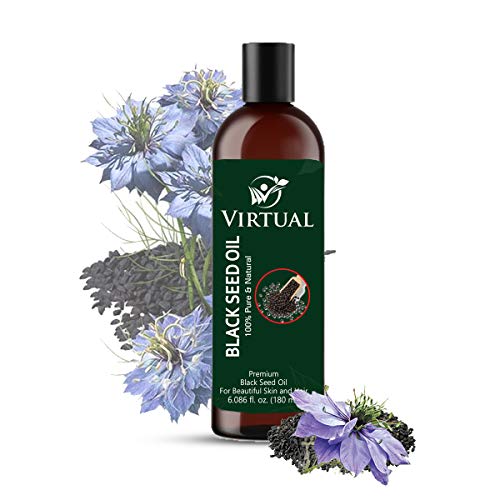Image of VIRTUAL 100% Pure Black Seed Oil For Hair Growth, Skin Care, Cold Pressed Natural Kalonji /Nigella Sativa Oil (180ml)