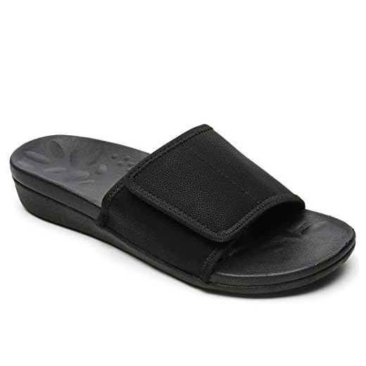 Orthopedic Slides for Women, Comfort Supportive Sandals for Plantar Fasciitis, Casual Women's Walking Slides with high Arch Cushioned black size 7