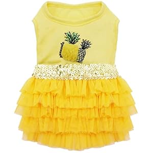 KYEESE Dog Dress Pineapple Yellow Tiered Dogs Beach Dresses with Sequins Cat Dress Small KYEESE Dog Dress Pineapple Yellow Tiered Dogs Beach Dresses with Sequins Cat Dress Small