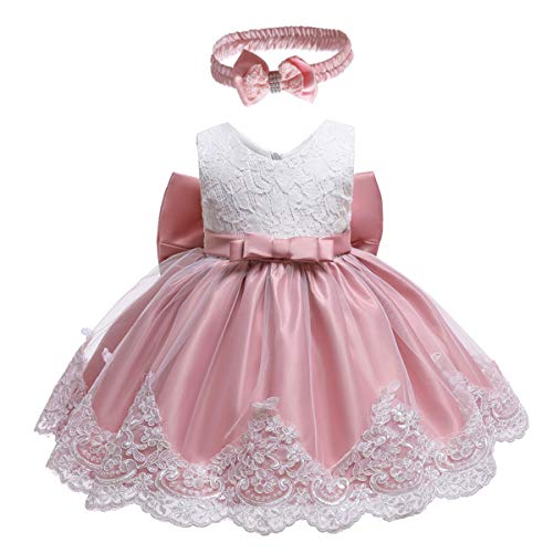 HOIZOSG Baby doop jurk kant verkiezing doop bruiloft formele strik verjaardagsfeestje tutu bloem meisjes jurk w… - Image 3