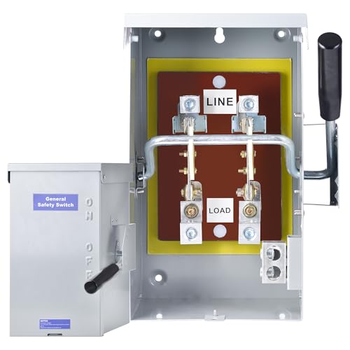 100 Amp Disconnect Switch Box 120/240V 2 Pole Heavy Duty Safety Switch with Ground Multi-Safety Protection Design Non-Fusible Galvanized Steel Enclosure NEMA 3R Standards for Indoor and Outdoor