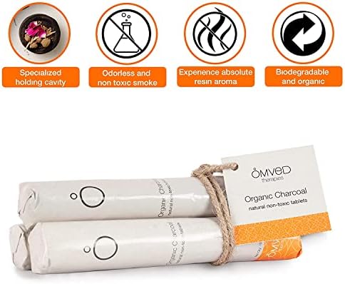 Omved Organic Charcoal Tablets for Burning Dhoop, Multipurpose (90 Tablets, Pack of 9 Rolls)