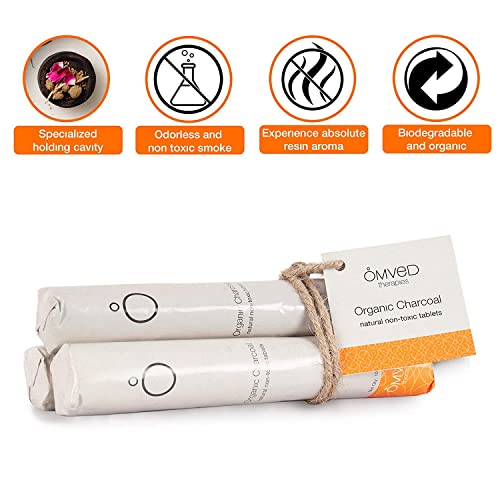 Omved Organic Charcoal Tablets for Burning Dhoop, Multipurpose (90 Tablets, Pack of 9 Rolls)