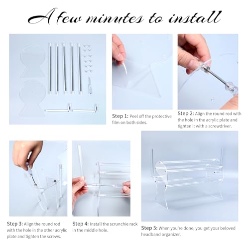 AOFLLU Suporte para Faixa de Cabeça, Suporte para Scrunchie, Organizador de Faixa de Cabeça de Acríl