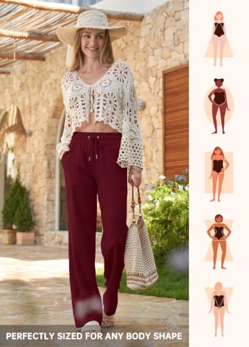 Image of Willit Women Linen Pants Wide Leg Palazzo Trousers 29 inch /31 inch / 33 inch