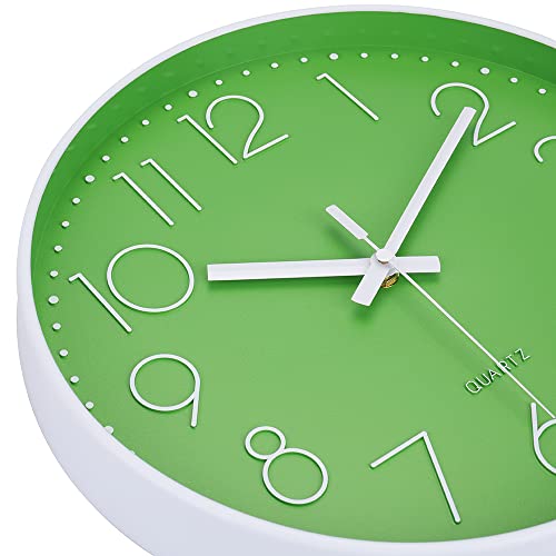 Image of jomparis Modern Office Green Decor Wall Clock 12 inch Silent & Non-Ticking Battery Operated Quartz Round Clock