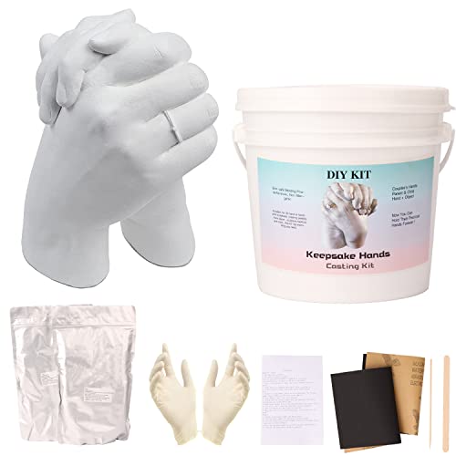 Hand Casting Kit Keepsake Hands Mold Kit with Powder Mixing Bucket, Plaster Molding Powder, Alginate Mold, Latex Gloves etc. Couples, Family, Friends, Plaster Hand Mold Casting Kit 9 Pcs
