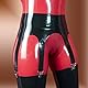 GREEFEI Schwarze Latex Strumpfgürtel mit 6 Riemen für Damen,Gummi Hoher Taille Strumpfband Handgefertigt,Party Zubehör L