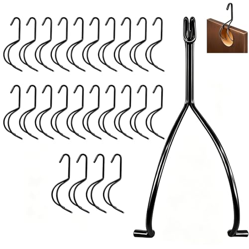 YCRQZMG 24 Pack Cabinet Door Painting Hangers No-Drill Carbon Steel Spray Paint Hooks & Drying Rack for Kitchen Cabinet Wardrobe Doors Paint Drying Brackets for Furniture Refinishing & Woodworking