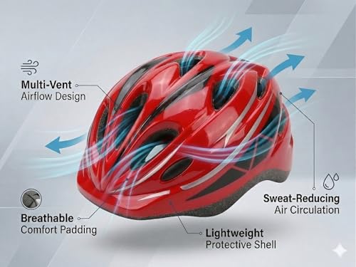 Image of JERN 7 Pieces Kids Children Plastic Roller Skating Bicycle Cycling Scooter Helmet Knee Elbow Pad Wrist Guard Set (Red)