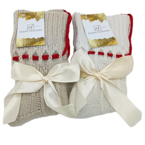 Chaussons de grand-mère contemporains en cachemire bicolore de luxe