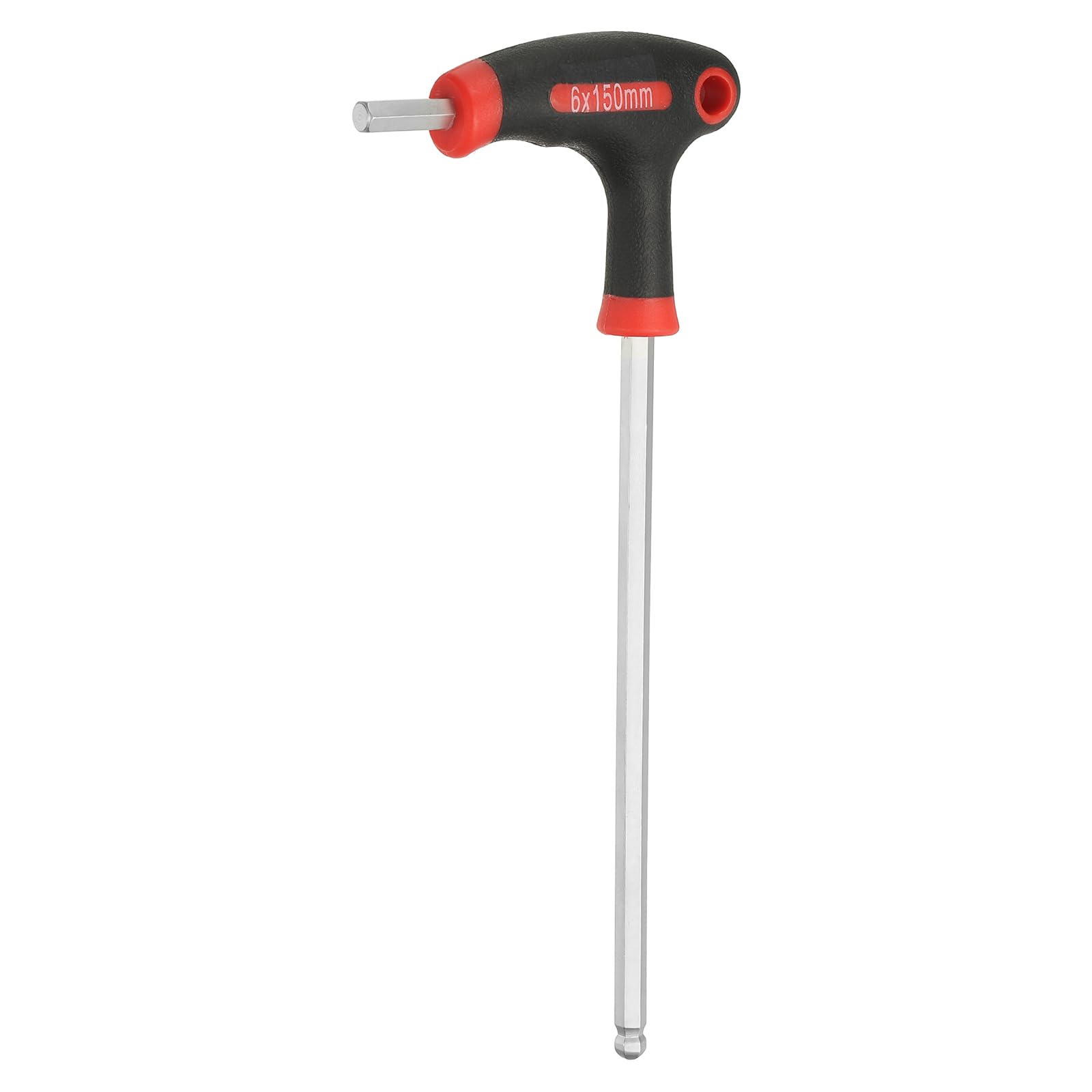 QUARKZMAN Llave Hexagonal De Extremo Esférico 6mm Métrica Cr-V Rojo Y Negro | Con Mango En T, Llaves Hexagonales Interiores, 212mm De Longitud, Brazo Extra Largo, Herramientas De Reparación