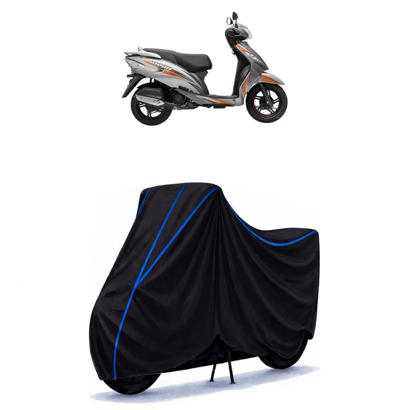 Image of Scooty Cover Water Resistant for Wego 110 | Universal Scooter & Bike Cover | Heavy Duty UV Dust, Rain & Scratch Protection | Elastic Fit All Weather Indoor Outdoor | Black with Blue Piping