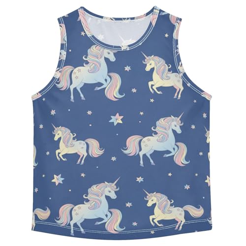 J JOYSAY Unicorn Star Blue Boys Tank Top Sleeveless Muscle Shirts Quick Dry Sport Active Workout Kids T-Shirts 3-15T