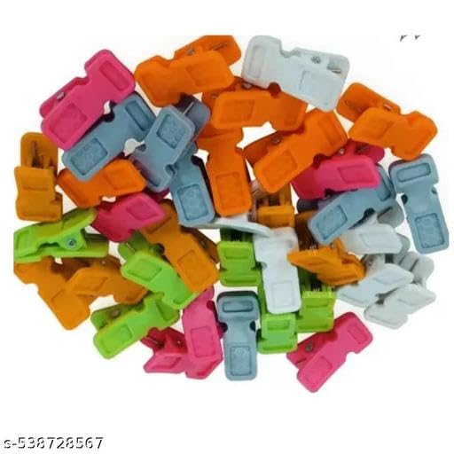 Plastic Cloth Clips, Multicolour, Set of 12, Laundry Pegs for Drying Clothes, Yellow, Orange, Green, Pink-image-45