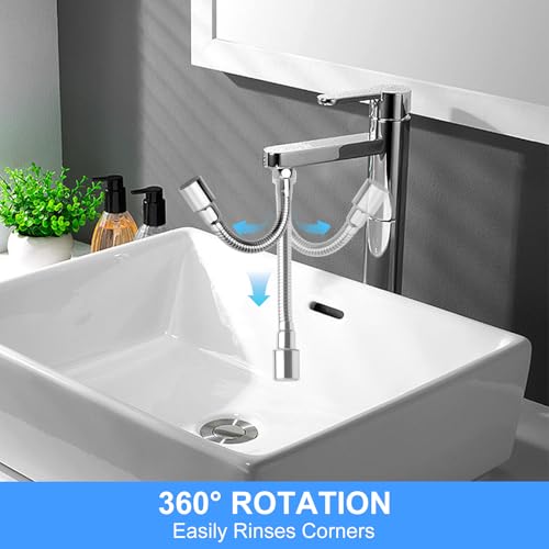 APOMOONS 20 Cm Wasserhahn Verlängerung, Hahnverlängerung mit 2 Modi der Wasserabgabe, Wasserhahnverlängerung mit 2 Wasserhahn Adapter, Armatur Verlängerung für Küchen, Bädern, Waschbecken