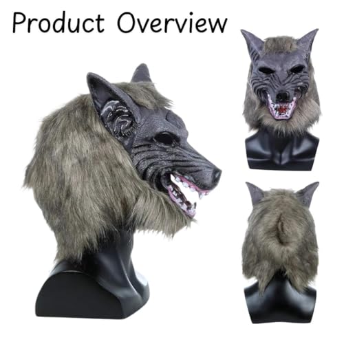 Image of Wanna Party Werewolf Mask Scary Latex Full Head Scary Horror Mask Fancy Dress for Halloween Carnival Costume Party