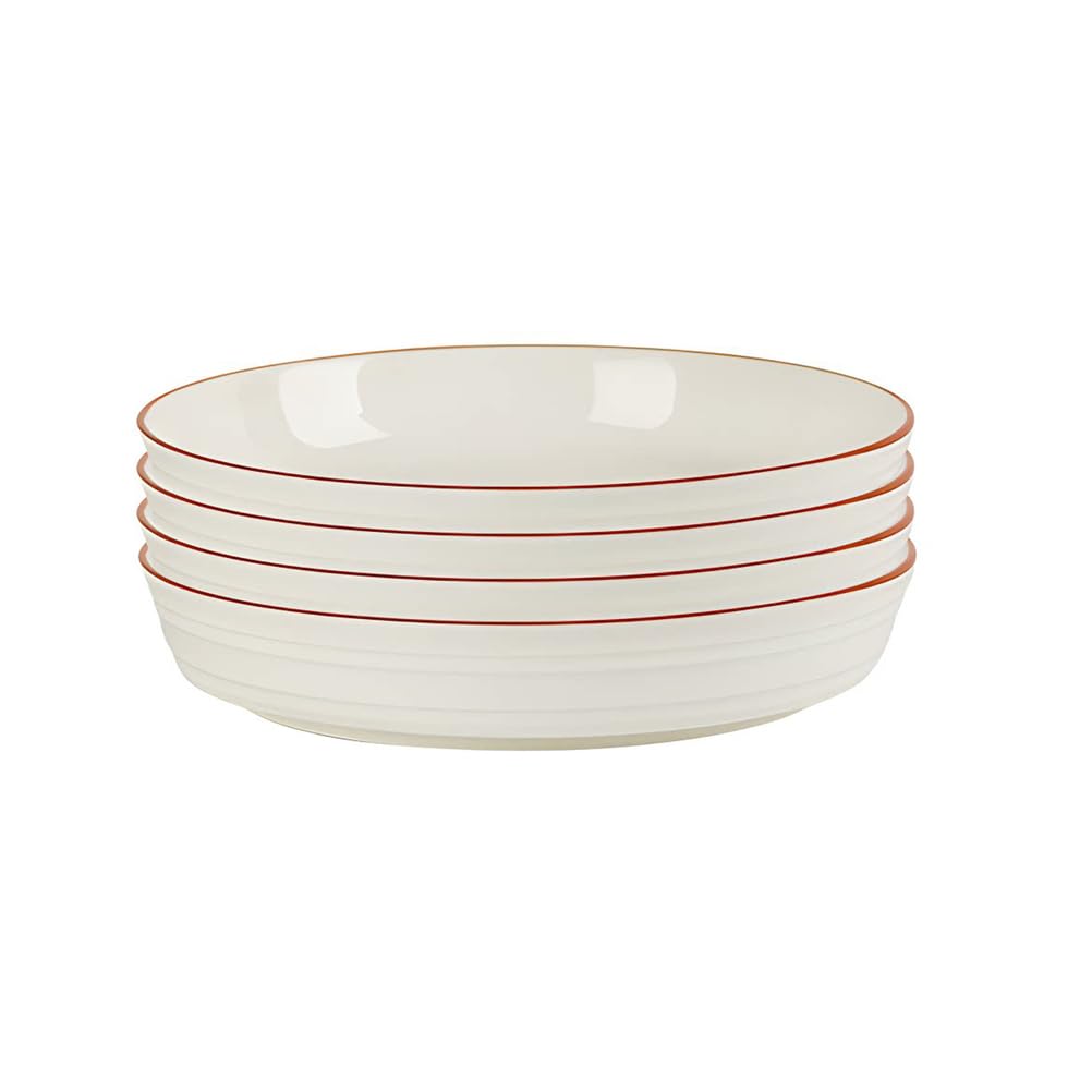 YTSMZX Ceramic Dinner Plate (Deep Plate) 4 Piece Set White