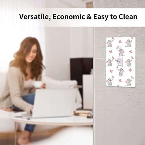 Cute Elephant Single Toggle Light Switch Cover Decorative White Wall Plate For Kids Room Kitchen Bathroom Standard Size 1 Gang 4.5"*2.76" #TOP5