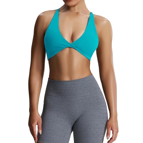 Image of Aoxjox Women's Workout Sports Bras Fitness Metamorph Sienna Twist Bra Yoga Crop Tank