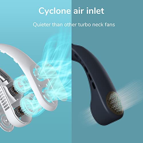 Image of JISULIFE Four Turbo Neck Fan Bladeless, Portable Hand Free for Outdoor, Personal Wearable with Rechargeable Battery, Powerful & Low Noise Gifts for Men /Friends /Family - Grey