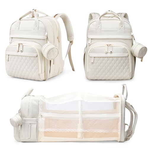 Image of Astro alan Baby Diaper Bag with Changing Station, Waterproof Diaper Bag Backpack for Moms Dads with USB Charging Port, Baby Shower Gifts, Large Capacity diaper backpack, Beige