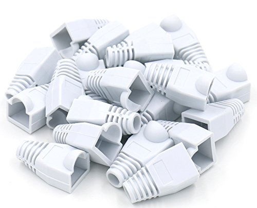 iExcell 100 Pcs White RJ45 Ethernet Network Cable Strain Relief Boots