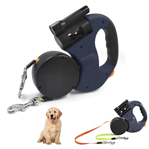 Doppelte Einziehbare Hundeleine für 2 Hunde - 3M Flexible Doppelleine Mit LED Licht - Ausziehbare Leine für Kleine und Mittelgroße Hunde
