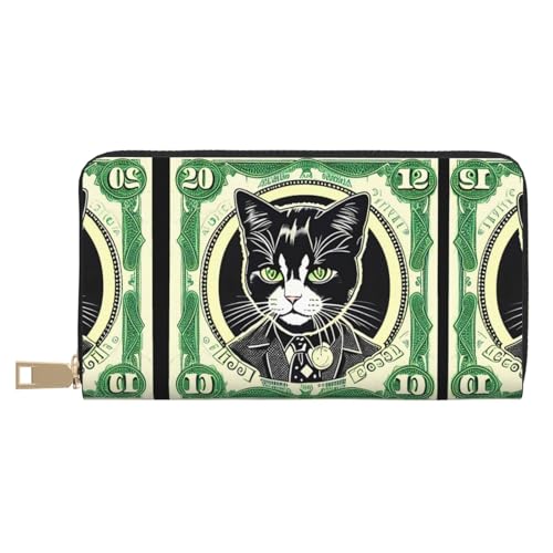 Monedero de mano estilo gato punk versátil para organizar móvil y monedas en tus salidas diarias