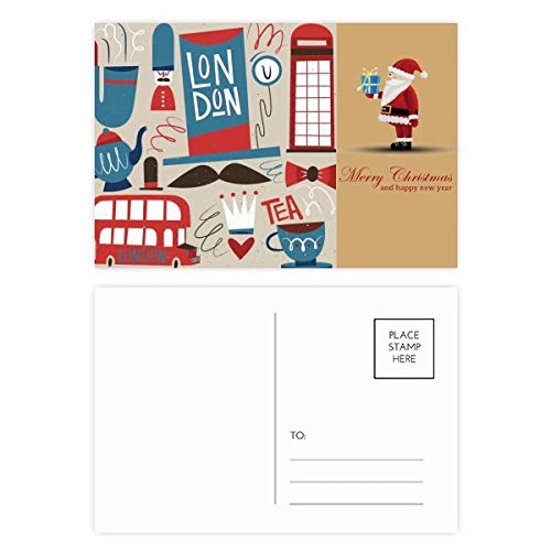 Cartes postales drapeau britannique Père Noël Big Ben pour vos vœux et invitations de Noël
