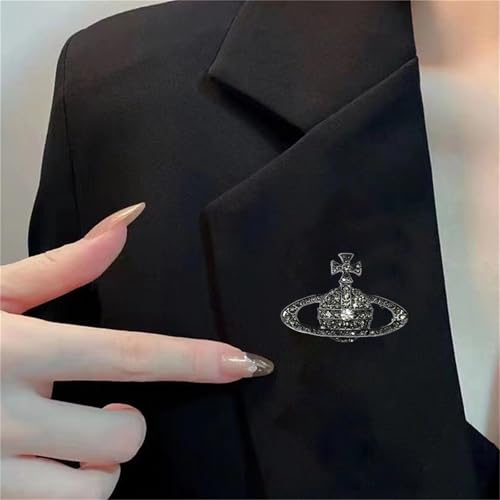 Image of Dreuyet Saturn Planet Brooch Pin for Women Ladies Dainty Rhinestone Star Lapel Pin Cubic Zirconia with Crystal Planet Brooch Fashion Dress Accessories Jewelry for Suit Clothing Jackets Badges
