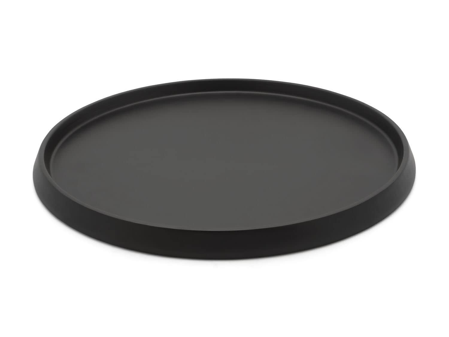 Brillibrum Black Decorative Wooden Serving Tray With Handles 35 X 2 Cm (Diameter X Height)