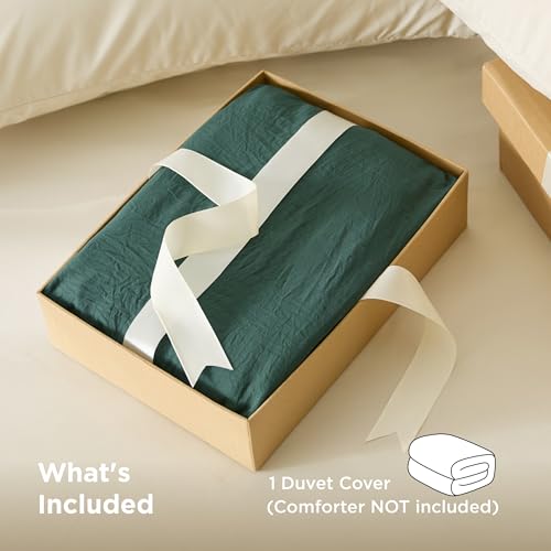 Image of Bedsure Duvet Cover Queen Size Only - Prewashed Cotton-Like Polyester Extra Soft All Season Bedding, Includes 1 Duvet Cover 90x90 Inches with Zipper Closure, Forest Green, Comforter Not Included