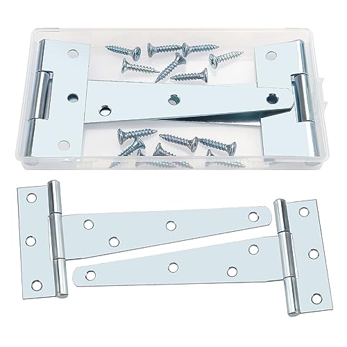 YIXISI 2 PCS 5 inch T-Strap Hinges, Strap Tee Hinge, Metal Gate Strap Hinge with 14 PCS Screws