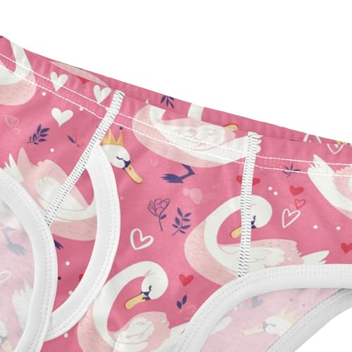 Wusikd Cute Swans Crowns Boys' Underwear Cotton Hearts Pink Boys Briefs Soft Toddler Underwear 2T4