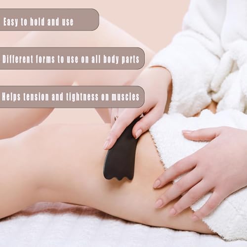 IRIVER BLANK Gua Sha Facial Tools Set of 4 -Bian Stone for Face & Body:Glowing Massage,Daily Skincare Routine - Image 2