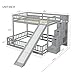 Duxelifin Twin Over Full Bunk Beds with Slide and Stairs, Low Bunk Bed Frame with Rails, Convertible Wood Bunk Bed with Storage Staircase for Kids Boys Girls, Gray