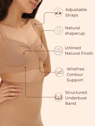 Image of UNDERNEAT Women Wireless Shaping Bra with Adjustable Straps | Gentle Lift and Seamless Fit | Non-Padded Bra for Women | Breathable Fabric for All Day Comfortable Wear