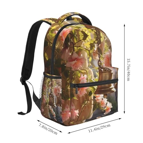 PHAYAH Chimes Pattern Backpack 15.7" Simple Bag For Everyone With 1 Main Compartment, Front Utility Pocket2