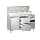 GGM Gastro | ZBG157ND#SBS1212 | Zubereitungstisch PREMIUM - 1360mm - 1 Tür & 2 Schubladen - für 7x GN 1/3