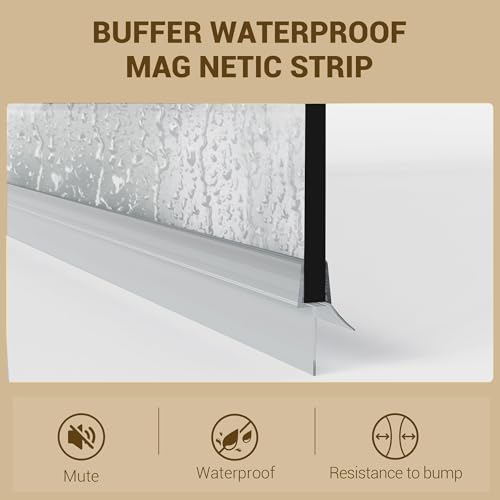 Image of Frameless Bathtub Shower Panel - 32 inchx55 inch Tempered Glass with Soft-Close Magnetic Seal, Matte Black Aluminum Frame, Triple Waterproof Seal, Easy Install for Standard Tubs