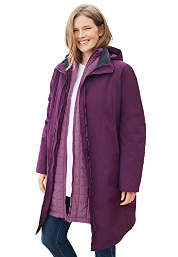 Woman Within Plus Size 3-In-1 Hooded Taslon Jacket