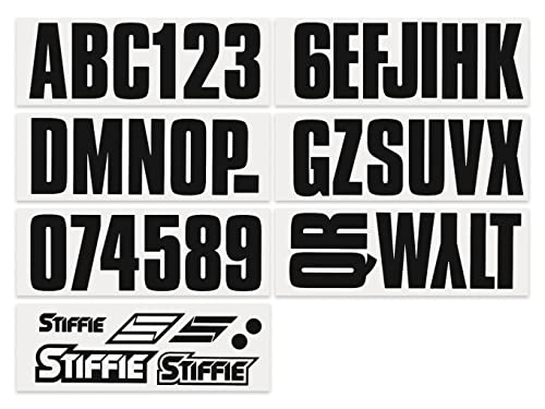 Image of STIFFIE Uniline Black 3 inch Boat & PWC Registration Decals • Numbers Letters Stickers