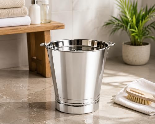 Image of Steel Non Joint Leak Proof Bucket Multipurpose Balti with Handle for Kitchen Home (6 Litter)
