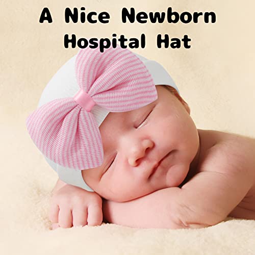 Olreco Baby Girl Hats Baby Beanie Newborn Hats Baby Beanies 0-3 Months Newborn Hat Preemie Hat Newborn Beanie Newborn Girl Hats White Pink #TOP2