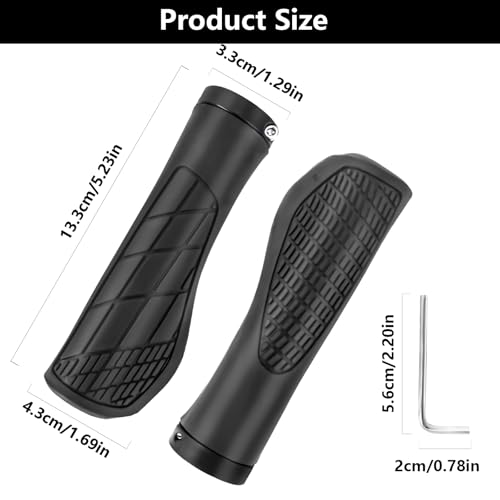 SyiXute 1 Pair Bike Handlebar Grips,Non-Slip Rubber Bicycles Grips with Aluminum Lock,Ergonomic MTB Grips,22 mm Universal Cycling Grips for BMX/Bicycle/Scooter - Image 2