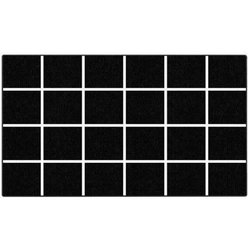 ABCarpet Classroom Rug with 24 Seats Black and White Grid 7’6'‘ x 13'1‘’ - Nylon Stain Resistant Carpet for Elementary School, Daycare, Preschool - Non Slip Washable Seating Rug with Individual Spots - image 1