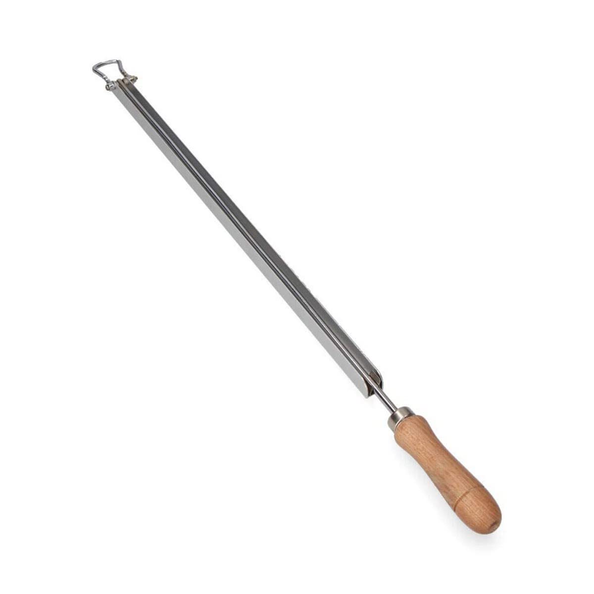 EDM 85124 Varilla Portaperiódicos Aluminio con Mango de Madera, Gris/Marron, 42 Cm